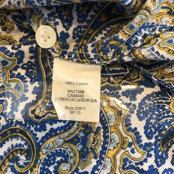 HP🎉J CREW Factory The Perfect Shirt in Blue, Green, Gold & White Paisley Print - Picture 8 of 10